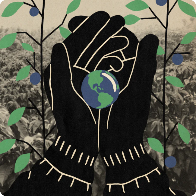 Farmhand holding earth in their hands in the field